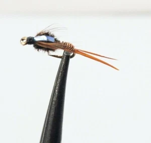 Gancho artesanal de pesca de Nueva Zelanda “Copper John” ninfa #14 - Imagen 1 de 3