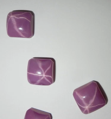 Opaque Star Ruby Square 11x11 mm Cabochon 6 Rayed Lab-created Stone 3 pcs Lot - Image 1 of 4