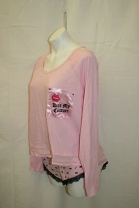 Juicy Couture Womens Pink Logo Long Sleeve Shirt / Shorts Pajamas Set Sz XL NWT - Picture 1 of 8