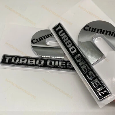 2X Cummins Turbo Diesel Emblems For RAM 2500 3500 Fender Nameplates 55078116AA - Image 1 of 4