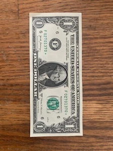 2017 A Star Note F District One Dollar US Dollar Good Condition - Picture 1 of 8