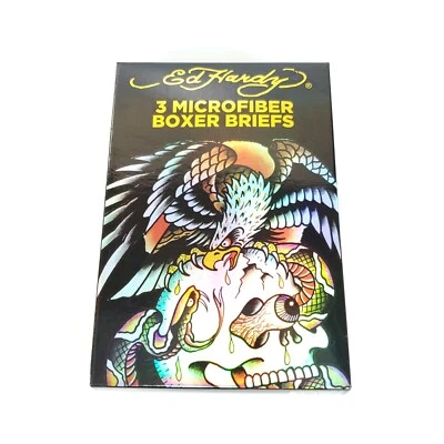 Paquete de 3 calzoncillos boxer de microfibra gráficos ED HARDY grandes 36-38 para hombre NUEVO Foto 1 de 4