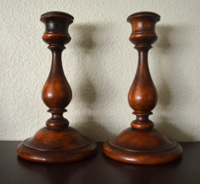 Wooden Candlesticks Candle Holders Sey of 2 - Image 1 of 4