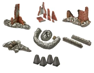 VSTank 1/24 Diorama Accessories Ruined Building Walls Sand Bag Wall Stone Mortar - Picture 1 of 15
