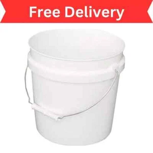 10-Pack 1 Gallon Plastic Pails Heavy Duty White Small Paint Buckets Metal Handle - Picture 1 of 2
