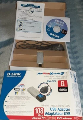 Adaptador Inalámbrico USB D-Link AirPlus Xtreme G 108G 802.11b/g 2.4GHz DWL-G132 NUEVO Foto 1 de 4