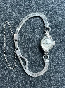 VINTAGE LADIES WOMANS 21 JEWEL JAQUET GIRARD WATCH 10k RGP WHITE GOLD WORKS f - Picture 1 of 24