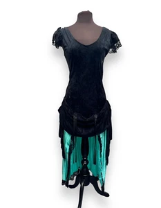 Moulin Rouge Black Green Show Girl Saloon Girl Dress Size Small Cosplay Ex Hire - Picture 1 of 8