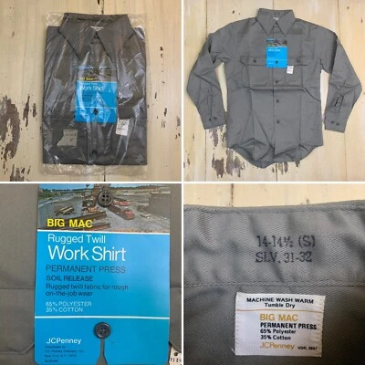 BIG MAC - Camisa de Trabajo de Sarga Resistente con Botones Gris Nueva De Colección, PARA HOMBRES PEQUEÑA Foto 1 de 4