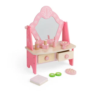 Mesa de tocador de madera Bigjigs Toys para niños - Juegos de maquillaje de simulación, juguetes de juego de rol - Imagen 1 de 7