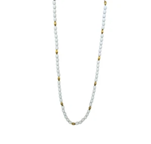 Collar de cadena vintage Monet tono dorado y cuentas blancas - Imagen 1 de 6