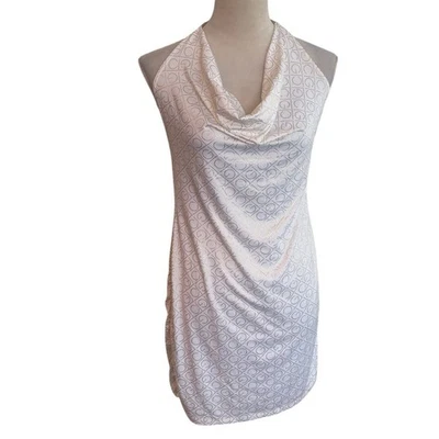 NWT COOGI White Gold Swimwear Coverup Cowl Neck Halter Logo Dress Resortwear S - Image 1 of 4