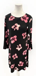 Tommy Hilfiger Black Pink Floral Boho Hippie Flowy Summer Dress Sz 8 Bell Sleeve - Picture 1 of 14