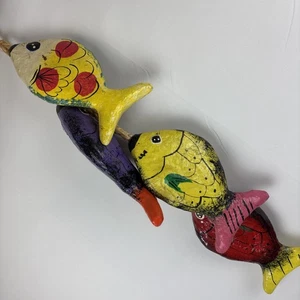 "Lote De Colección #1 4 Coloridos Peces Arte Papel Maché Haití Adornos Haitianos 8"" de Largo Cada uno" - Imagen 1 de 7