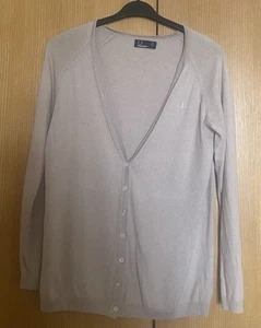 Ladies Vintage Classic “ FRED PERRY “ Beige Oversized Cardigan Size 10 - Picture 1 of 14
