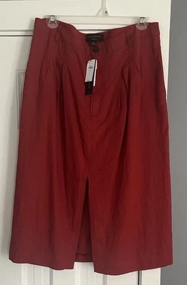 Falda midi escarlata Banana Republic mezcla de lino, nueva con etiquetas, talla 12 Foto 1 de 4