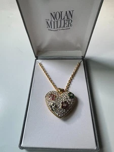 Vintage Nolan Miller Crystal Blossom Lave Love Heart Pendant Chain - Picture 1 of 6