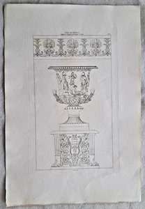 Charles Normand Vase der Medici, antiker Träger und Fries Radierung um 1830 - Bild 1 von 3