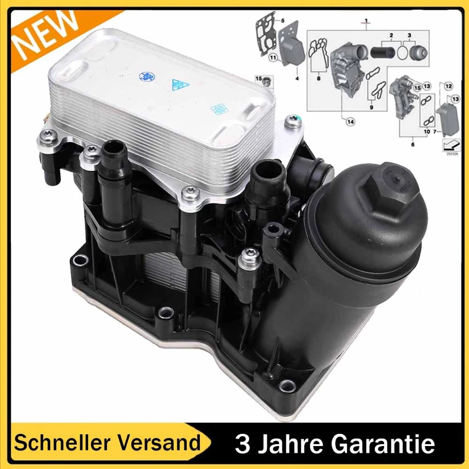 Ölfiltergehäuse mit Dichtungen für BMW 3er E90 F30 F80 E93 1er F20 F21 5er F10 - Bild 1 von 4