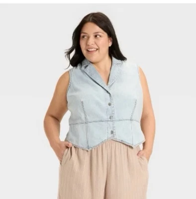 牛仔紧身胸衣背心 Ava & Viv 尺寸 XXL 全新带标签 Western Wear Country Festival 秋冬 — 第 1/4 张图片