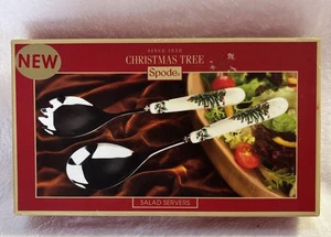 Spode Christmas Tree Set of 2 Spoon Vegetable/Salad Servers 9.5 / NEW in BOX - Picture 1 of 4