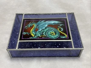 Sullo Glas Studio Drache lila Buntglas Schmuckschatulle mit Kette - Bild 1 von 14