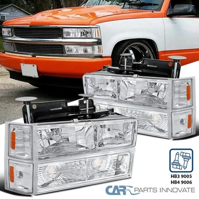 Fits 94-98 Chevy C10 C/K 1500 2500 Tahoe Suburban Headlights+Corner+Bumper Lamps - Image 1 of 4