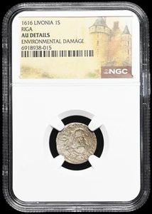 POLAND, Riga. Sigismund III, 1587-1632. Billon Solidus, 1616, NGC AU Details - Picture 1 of 2