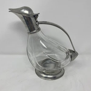 VTG crystal Glass & Pewter Duck decanter RCR (Royal Crystal Rock) Italy - Picture 1 of 14