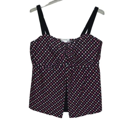 Liz Claiborne Tankini Top Mujer 22W Traje de Baño Traje de Baño Negro Polkadot Foto 1 de 4