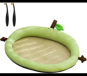 Cute Fruits Pet Cooling Summer Mat, Pet Straw Mat with Pillow for Dogs Cats - Picture 1 of 3