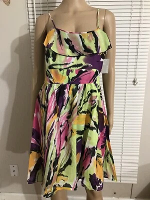 NEW MAC & JAC Casual Dress Size M Spaghetti Strap Above Knee Multicolor  - Image 1 of 4