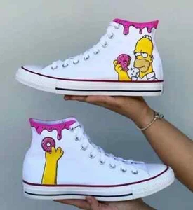 Converse All Star The simpsons Homer Simpson ciambella scarpe bianche unisex - Imagen 1 de 1