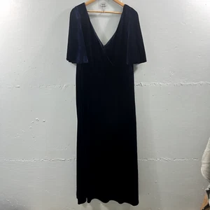 Ever Pretty NWT Elegant Double V Neck Velvet Party Dress Sleeves 8XL 24 Blue - Picture 1 of 7