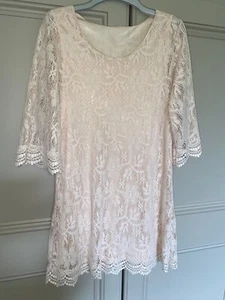 H&M Cream Lace Dress Size 10 Summer Beach Club Boho Chic #fadedvintage - Picture 1 of 7