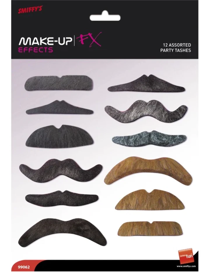 Juego de 12 piezas de bigote surtido Tash adultos comedia vestido elegante Foto 1 de 1