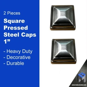 2 Pieces Post Cap - Decorative Durable Heavy Duty Square Pressed Steel Caps 1" - Picture 1 of 2