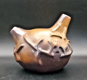 BEAUTIFUL ANDEAN EARTHENWARE VESSEL VASE GLAZED IN BROWN TONES, MARKED 1988 v/g - Picture 1 of 8