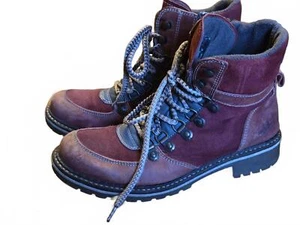Bos & Co Maroon Suede & Leather Side Zip Hiking Boots Women’s Sz 37 (US 6.5–7) - Picture 1 of 8
