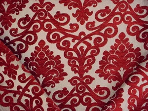 1-1/2Y Vervain Petrona Paprika Floral Scroll Damask Drapery Upholstery Fabric - Picture 1 of 4