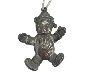 VTG Gorham E.P. 1986 Hugging Teddy Bear Silver Plt Christmas Holiday 2” Ornament - Picture 1 of 10