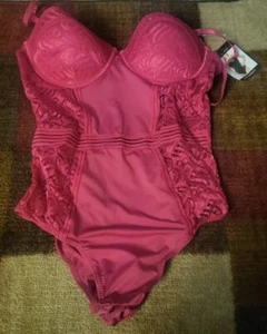Nwt French Affair Pink Push Up Bodysuit Size L - Picture 1 of 5