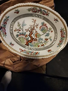 ADAMS INDIAN TREE PLATE ART NOUVEAU IRONSTONE DINNER PLATE IN BROWN BLACK & PINK - Picture 1 of 9
