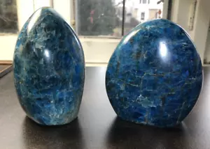 Blue Apatite Set, Statement Pieces, Bookends, Natural Blue Apatite Centerpieces - Picture 1 of 18