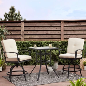 OUTDOOR PATIO CHAIR TABLE SET 3-Piece High Bistro Set Choose Your Color - Picture 1 of 15