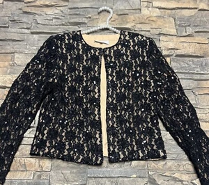 Cecily Brown Sequin Jacket Sz XS Formal Wedding Lined Black Stunning ! - Picture 1 of 11