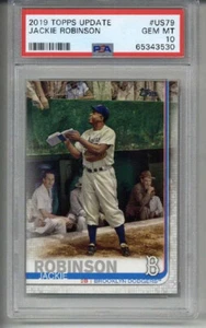 2019 TOPPS UPDATE #US79 JACKIE ROBINSON DODGERS PHOTO VARIATION PSA 10 SP RARE - Picture 1 of 2
