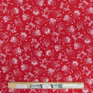 Patchwork Quilting Sewing Fabric Say It With A Stitch Red 50x55cm FQ - Bild 1 von 3