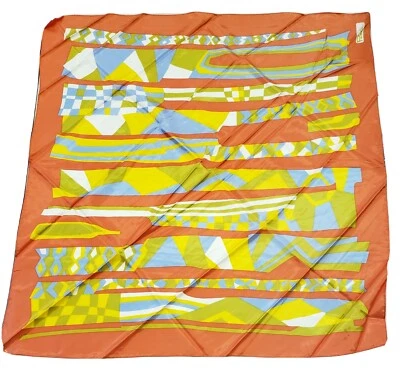 Paoli Mujer Naranja Amarillo Azul Blanco Patrón Años 60 Vintage Bufanda Japón Foto 1 de 4