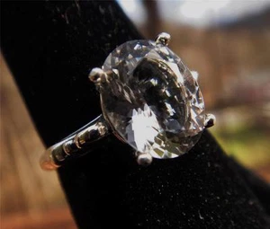Genuine 2.3 Carat 10x8 Oval Faceted NY Herkimer Diamond in Sterling Silver Ring - Picture 1 of 5